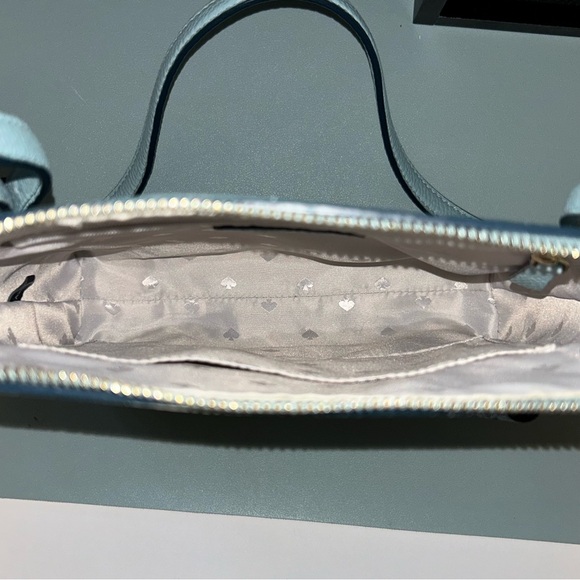 Kate Spade “On Purpose” Zip Top Pebbled Blue Leather Crossbody Bag - Picture 8 of 10